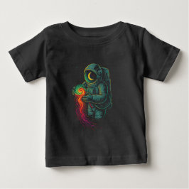 Astronaut Holding a Cosmic Spiral ベビーTシャツ