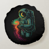 Astronaut Holding a Cosmic Spiral ラウンドクッション (裏面)
