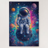 Astronaut in Colorful Space Scene ジグソーパズル (縦)