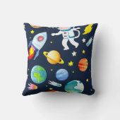 Astronaut in Space Planets and Rockets Pattern クッション (裏面)