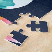 Astronaut in Space Planets and Rockets Pattern ジグソーパズル (側面)