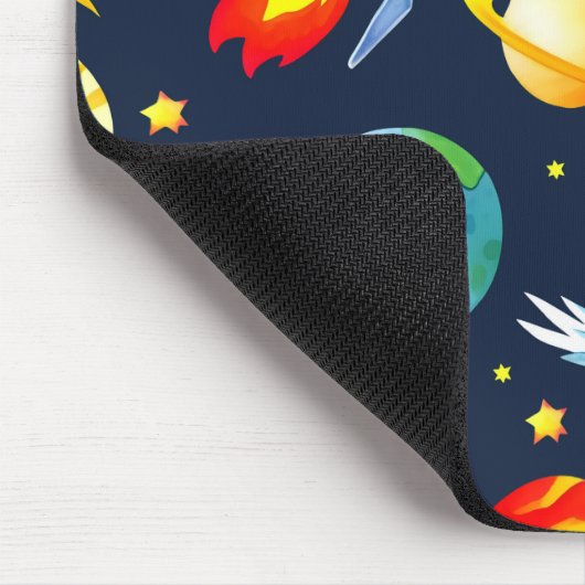 Astronaut in Space Planets and Rockets Pattern マウスパッド (コーナー)