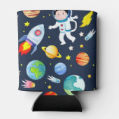Astronaut in Space Planets and Rockets Pattern 缶クーラー (裏面)