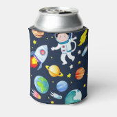 Astronaut in Space Planets and Rockets Pattern 缶クーラー (缶裏面)