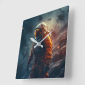 Astronaut in the space スクエア壁時計 (傾斜)