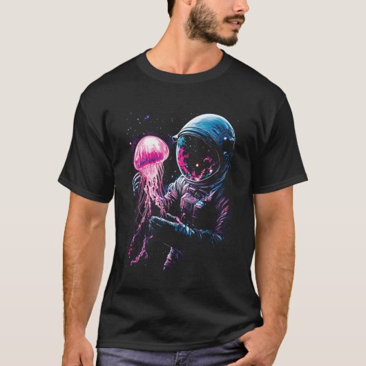 Astronaut Jellyfish Outer Space Explorer Galaxy Sc Tシャツ (正面)