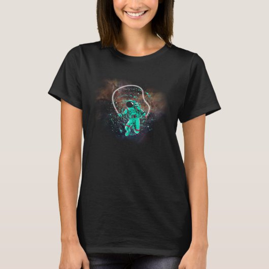 Astronaut Jumping Rope in Outer Space by Nebula Tシャツ (正面)