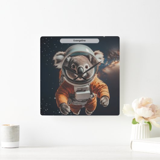 Astronaut Koala Space Surreal Animal Custom スクエア壁時計 (ホーム)