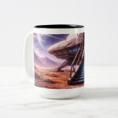 Astronaut leaving Space Ship ツートーンマグカップ (正面左)