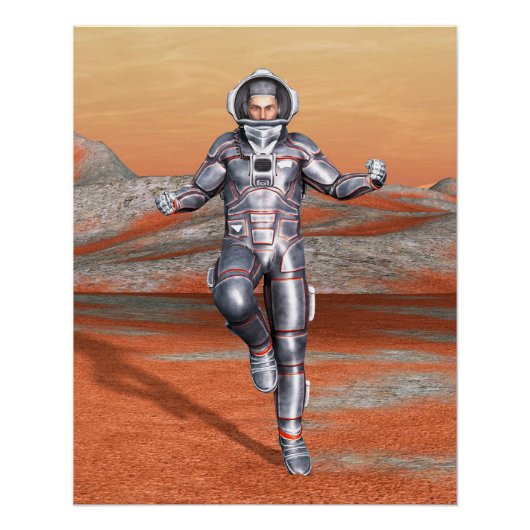 Astronaut Mars Space Explorer on Alien Planet ポスター (正面)