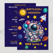 Astronaut Mission Birthday Invitation Editable 招待状 (正面/裏面)