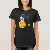 Astronaut Moon Fishing BTC Crypto Cryptocurrency B Tシャツ (正面)