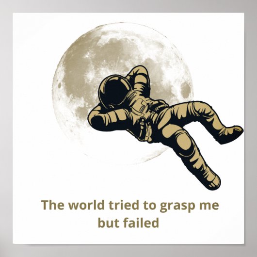 Astronaut Moon Print – Inspirational Space Art wit ポスター (正面)