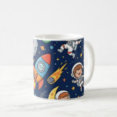 Astronaut Moon Rocket マグカップ – かわいい子供柄 (正面右)