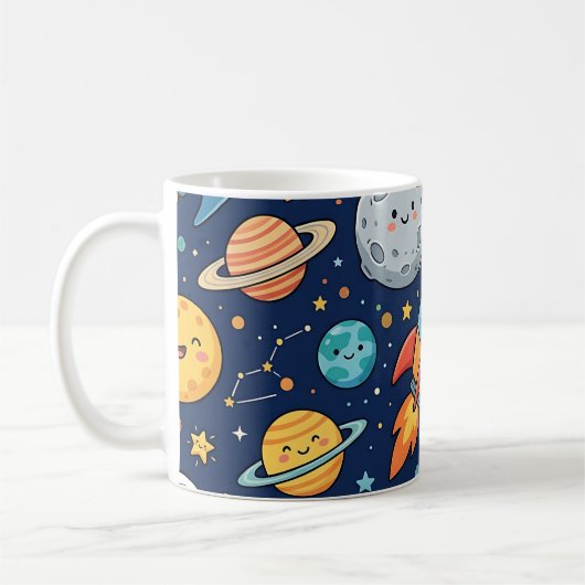 Astronaut Moon Rocket マグカップ – かわいい子供柄 (左)