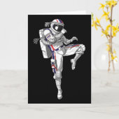 Astronaut Muay Thai Boxing Karate Kickboxing Marti カード (黄色い花)