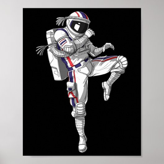 Astronaut Muay Thai Boxing Karate Kickboxing Marti ポスター (正面)