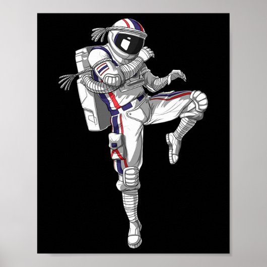 Astronaut Muay Thai Boxing Karate Kickboxing Marti ポスター (正面)