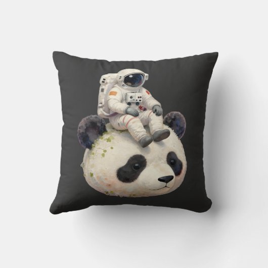Astronaut on a Space Panda Surreal Weird and Fun クッション (裏面)