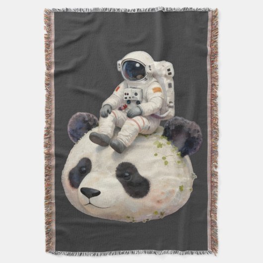 Astronaut on a Space Panda Surreal Weird and Fun スローブランケット (正面縦)