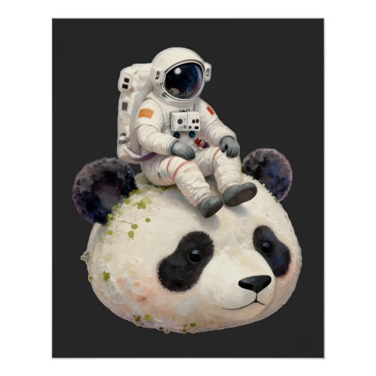 Astronaut on a Space Panda Surreal Weird and Fun ポスター (正面)