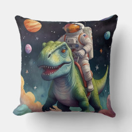 Astronaut on Dino in Space クッション