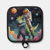 Astronaut on Dino in Space 鍋敷き (正面)