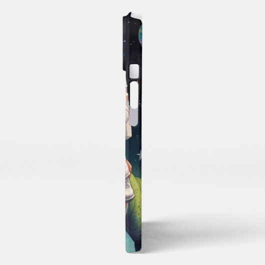 Astronaut on Dino in Space iPhoneケース (左側面)