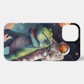 Astronaut on Dino in Space iPhoneケース (裏面横)