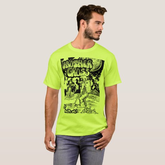 Astronaut on Moon Funny Retro 70's Illustration Tシャツ (正面フル)