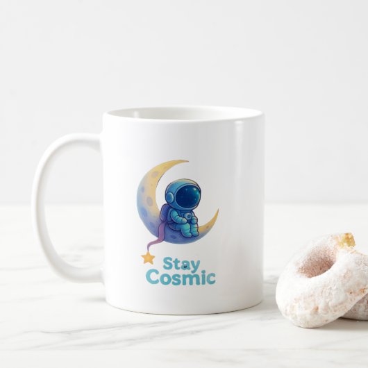 Astronaut on Moon Mug – Stay Cosmic Space Gift コーヒーマグカップ (ドーナツ)