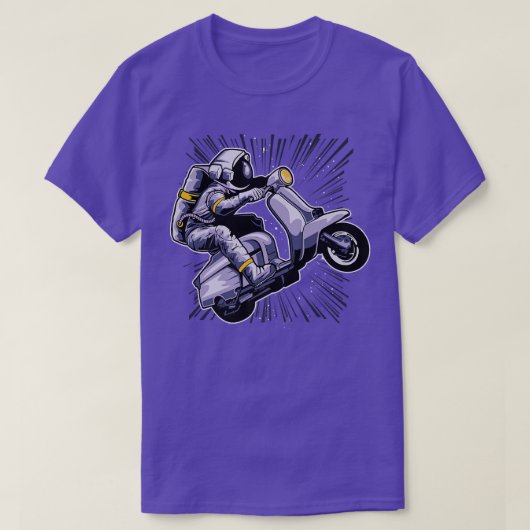Astronaut On Moped Driving Driver Space Universe Tシャツ (デザイン正面)