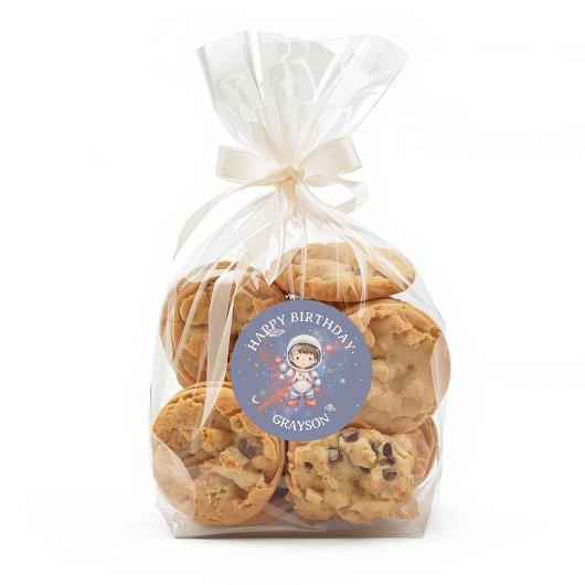 Astronaut Outer Space Boy Birthday ラウンドシール