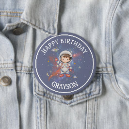 Astronaut Outer Space Boy Birthday 缶バッジ