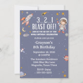 Astronaut Outer Space Boy Birthday Invitation 招待状 (正面)