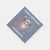 Astronaut Outer Space Girl Birthday スタンダードランチョンナプキン (角)
