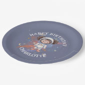 Astronaut Outer Space Girl Birthday ペーパープレート (アングル)