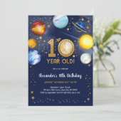 Astronaut Outer Space Planet Galaxy 10th Birthday  招待状 (スタンド正面)