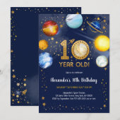Astronaut Outer Space Planet Galaxy 10th Birthday  招待状 (正面/裏面)