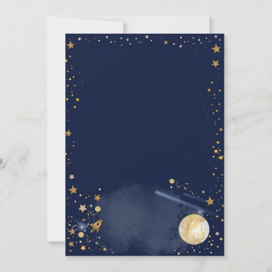 Astronaut Outer Space Planet Galaxy 11th Birthday 招待状 (裏面)