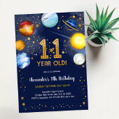 Astronaut Outer Space Planet Galaxy 11th Birthday 招待状