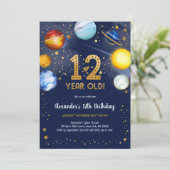 Astronaut Outer Space Planet Galaxy 12th Birthday 招待状 (スタンド正面)