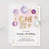 Astronaut Outer Space Planet Galaxy 1st Birthday 招待状 (正面)