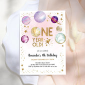 Astronaut Outer Space Planet Galaxy 1st Birthday 招待状