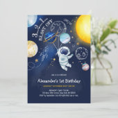 Astronaut Outer Space Planet Galaxy Birthday 招待状 (スタンド正面)
