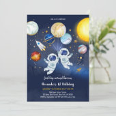 Astronaut Outer Space Planet Galaxy Birthday  招待状 (スタンド正面)
