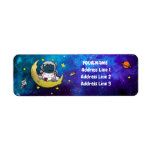 Astronaut Outer Space Return Address Label ラベル<br><div class="desc">Astronaut Outer Space Return Address Label - An astronaut, nestled in a crescent moon, holds up a hand in peace. He is surrounded by stars, saturn, an a space ship. Several lines are provided for your name and address. Great for mailing the matching birthday invitations, greeting card and thank you...</div>