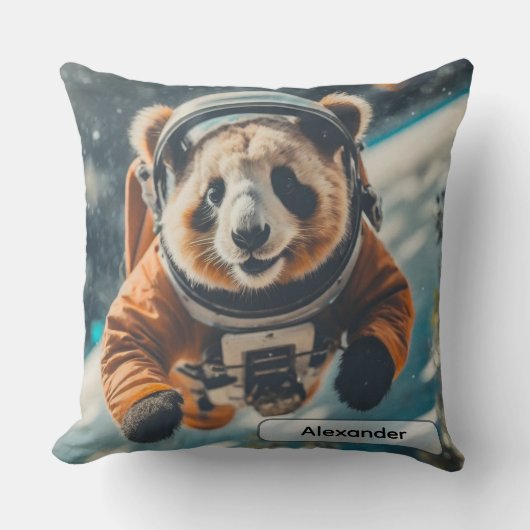 Astronaut Panda in Space Surreal Animal Nursery クッション (正面)