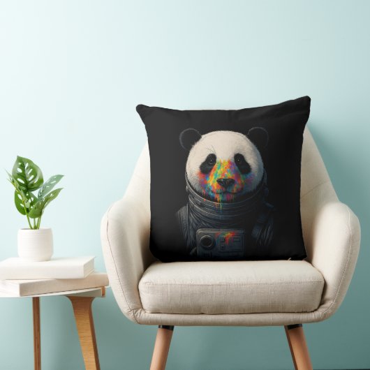 Astronaut Panda with Neon Paint Splash クッション (椅子)