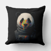 Astronaut Panda with Neon Paint Splash クッション (正面)